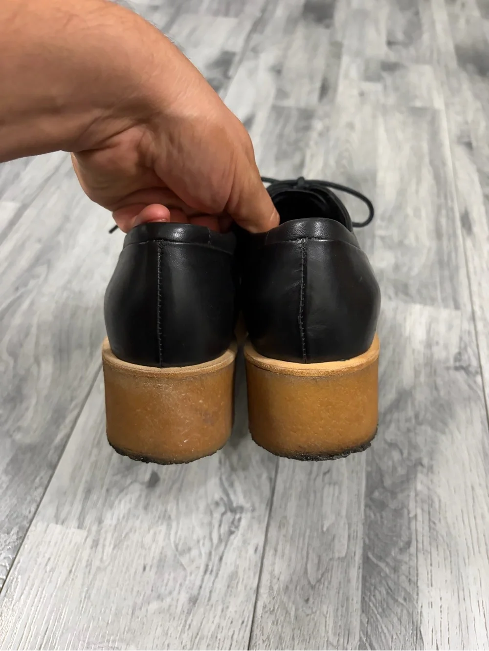 Clarks Originals Made in Italy Ornella Black Leather Derby Crepe Platform